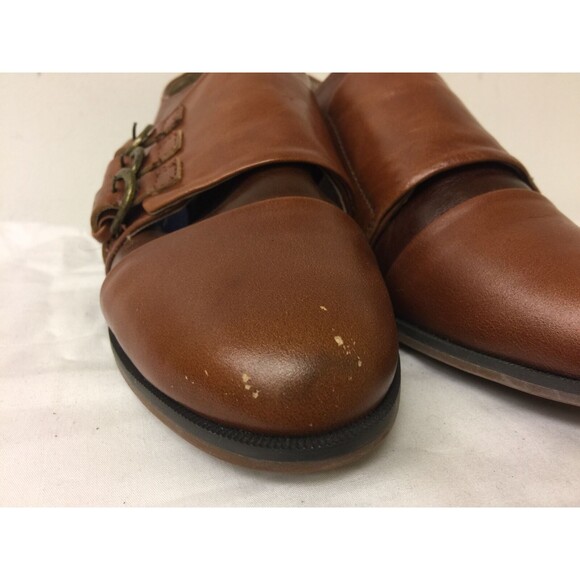 JEFFREY CAMPBELL WOMEN BROWN LOW HEEL LEATHER SHOES  WITH BUCKLE DETAILS SIZE 6M - Picture 8 of 9